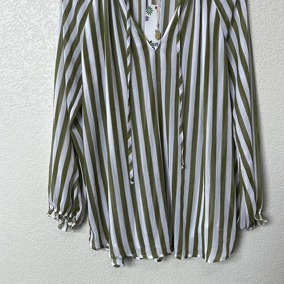 NWT Show Me Your Mumu Charlene Tunic Oversized Blouse Striped Green White Small - Picture 9 of 14